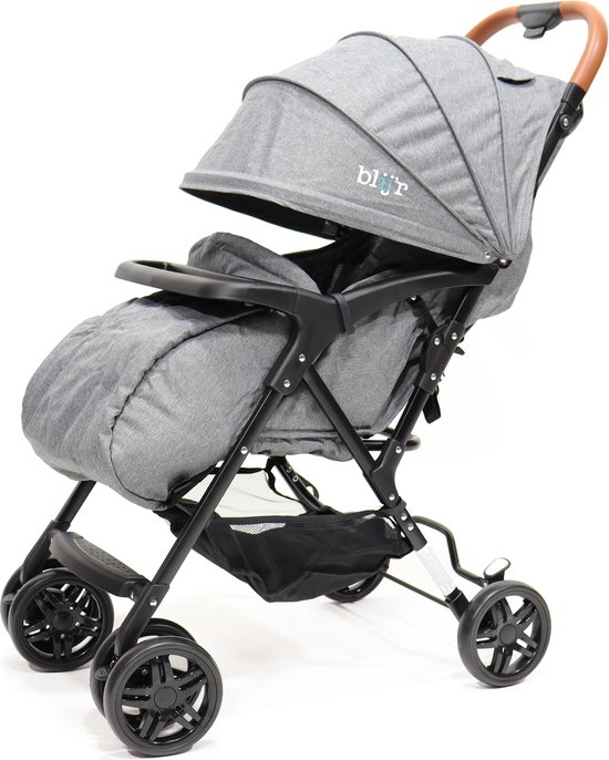 blij'r Mimi - Kinderwagen eenhandig in te vouwen - uitgerust met beenwarmer - regenhoes - klamboe - bekerhouder  - Grijs