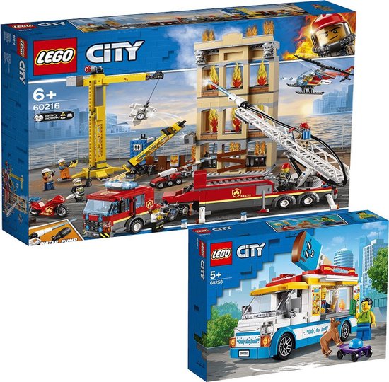 LEGO City Bundel - LEGO City 60216 Brandweerkazerne in de stad + LEGO City 60253 IJswagen