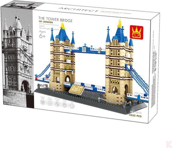 WanGe Architecture London Tower Bridge - 1054 Onderdelen - Lego Compatibel - Bouwdoos