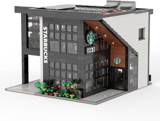 Mould King-Modern Starbucks Cafe koffiebar met led verlichting  2728 bouwstenen ** Lego alternatief**