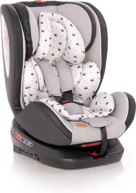 Lorelli NEBULA Autostoel Isofix Groep 0+1+2+3 draaibaar vanaf de geboorte tot 12 jaar Grey Crowns