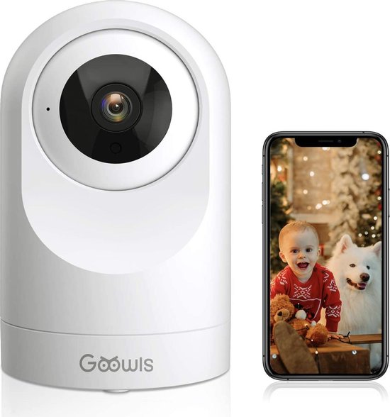 Goowls - WLAN IP-camera, 1080p HD, smart home IP-camera, indoor, nachtzicht, bewegingsdetectie en alarm, 2-weg audio, babyfoon met camera, compatibel met Alexa