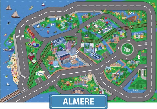 Speelkleed Almere City-Play - Autokleed - Verkeerskleed - Speelmat Almere