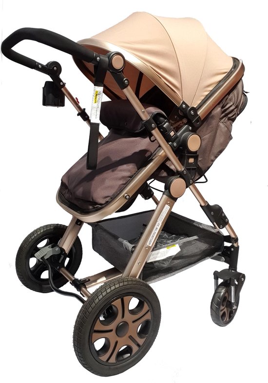 Kinderwagen ID donker bruin combinatie kleur 3in1 met auto stoeltje