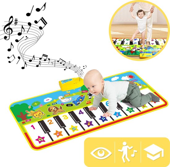 Speelmat Piano Mat Speelset  Dansmat XL Pianomat Baby en Peuter - Waterbestendig - Opvouwbaar - Speelkleed Baby - Keyboard - MINQY