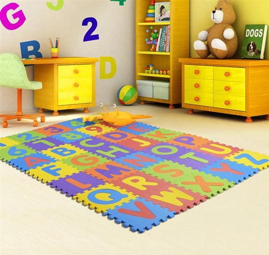 Puzzelmat Speelkleed  Vloermat Foam met ABC Stapeltoren Speelgoed – Kleuren Puzzel Mat en Stapel Toren–  Spelenderwijs Leren – Baby en Kinderen – Kindvriendelijk – Educatief en Creatief – Kind en Peuter