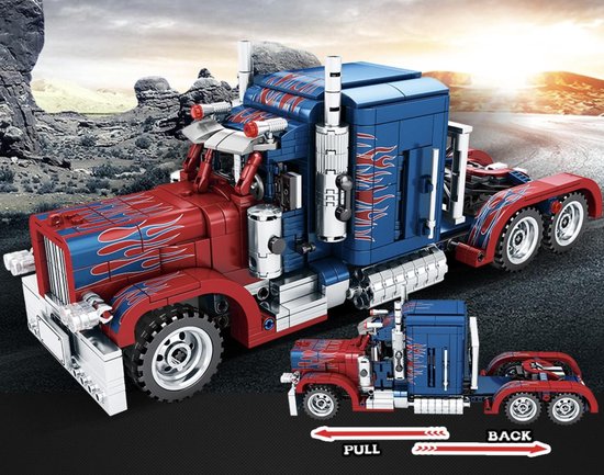 Peterbilt - Amerikaanse truck - Vrachtwagen - Technisch Bouwpakket- Creator- 850 bouwstenen - Toy Brick Lighting® - Lego® Compatible
