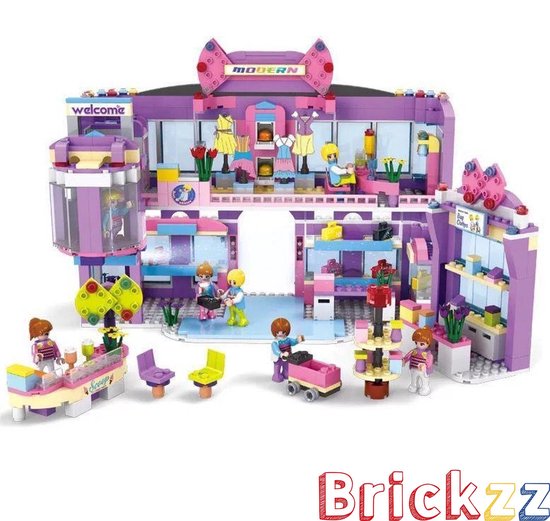 Brickzz | Fashion store - Speelhuis - Mode winkel - Girls - Meiden - Friends - Kledingwinkel - Beauty - Mode - Supermarkt - Winkel - Speelfiguren - Geschikt voor LEGO Friends - Compatibel met LEGO - 810 Bouwstenen