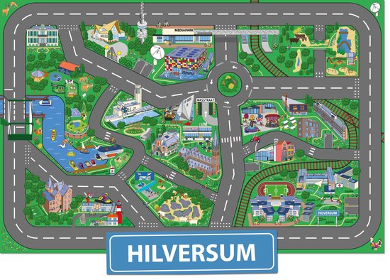 Speelkleed Hilversum City-Play - Autokleed - Verkeerskleed - Speelmat Hilversum