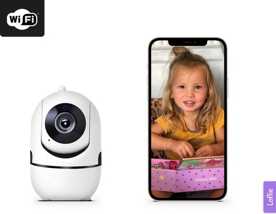 Loflie® Babyfoon met Camera en App Wifi & Huisdiercamera - HD Beveiligingscamera voor Binnen – Huisdier Camera Beveiliging Draadloos Wifi