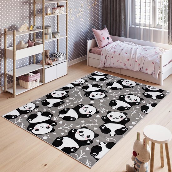 Tapiso Pinky Vloerkleed Speelkleed Woonkamer Slaapkamer Kinderkamer Babykamer Grijs Design Trendy Interieur Duurzaam Hoogwaardig Kindertapijt Maat - 80 x 150 cm