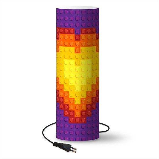 Lamp Lego - Lego onrvloer met  hart lamp - 70 cm hoog - Ø22 cm - Inclusief LED lamp -