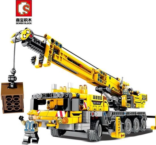 Sembo block Technik Hijskraan - Bouwpakket - Lego - Modelbouw - 665 delig + 3 poppen