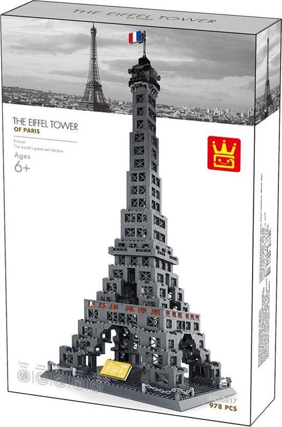 WanGe Architecture - Eiffel Tower Paris - 976 Onderdelen - Lego Compatibel - Bouwdoos