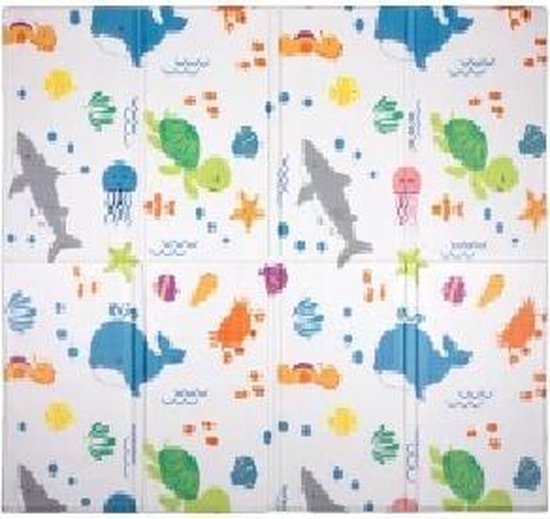 Let’s Play Baby speelmat opvouwbaar speelkleed met zeedieren 120x90cm