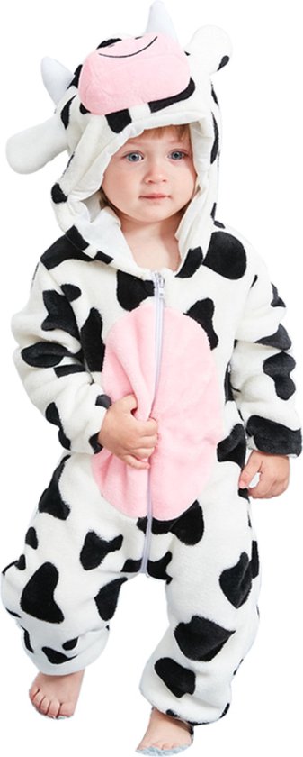 JAXY Baby Onesie - Baby Rompertjes - Baby Pyjama - Baby Pakje - Baby Verkleedkleding - Baby Kostuum - Baby Winterpak - Baby Romper - Baby Skipak - Baby Carnavalskleding - 18-24 Maanden - Koe