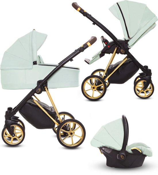 Musse Ultra Mint 3 in 1 Kinderwagen incl. maxi cosi - complete set babywagen (levertijd 2 á 3 weken)