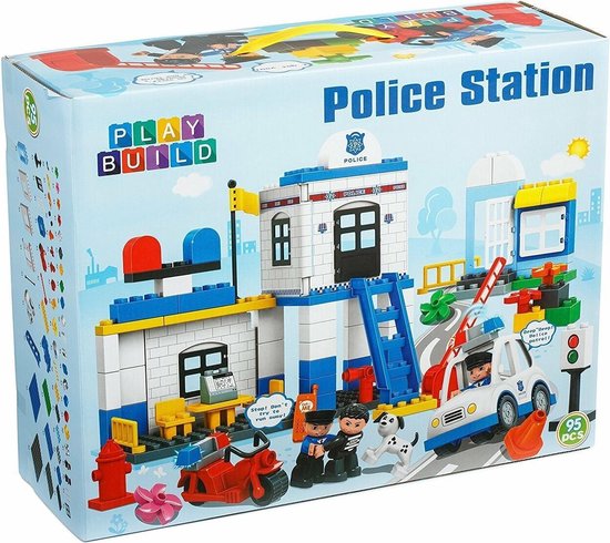 Play&Build Police Station - Politie Set (Compatible with Duplo & Mega-blocks)