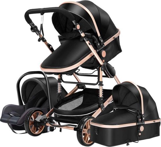 Magic Kinderwagen 3 in 1 Combi Zwart & Goud Incl. Baby Gifts