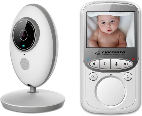 Esperanza ''Juan'' Babyfoon - Babymonitor - Met camera - 8 liedjes - Nacht visie - Temperatuur meter - Wit/grijs