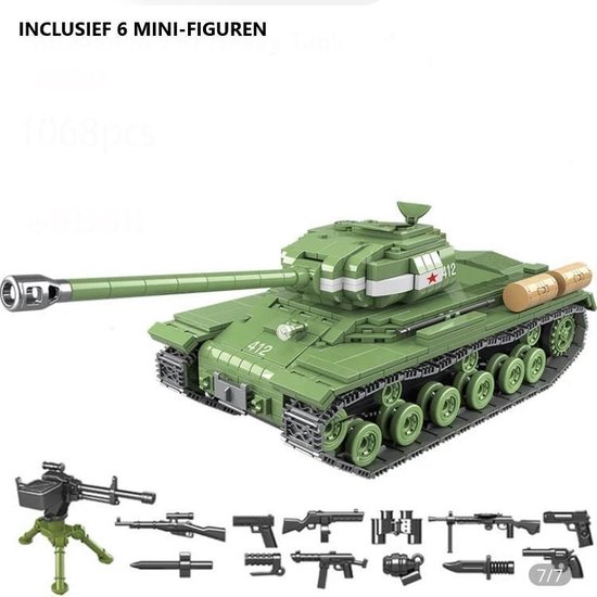 Russische IS-2M Zware Tank - 1063 onderdelen - Geschikt voor Lego compatible - WW2 - Soldaten - Militair - Tank - Army - Bouwstenen