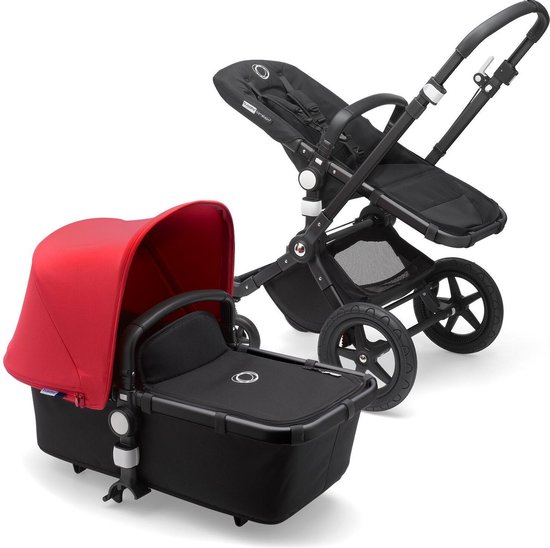 Bugaboo Cameleon 3 Plus kinderwagen, 2-in-1 pasgeborenen- en kinderwagen, roterende duwstang, buggy voor elk terrein, wasbare bekleding, zwart/rood