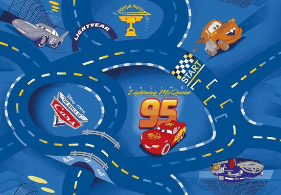 Disney Cars Blauw Speelkleed - Vloerkleed - Tapijt 95X133cm