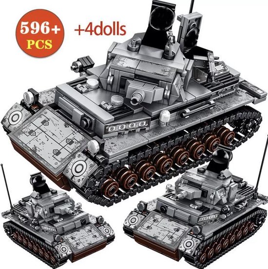 Duitse Panzerkampfwagen IV - 596 onderdelen - Geschikt voor Lego compatible - WW2 - Soldaten - Militair - Tank - Army - Bouwstenen