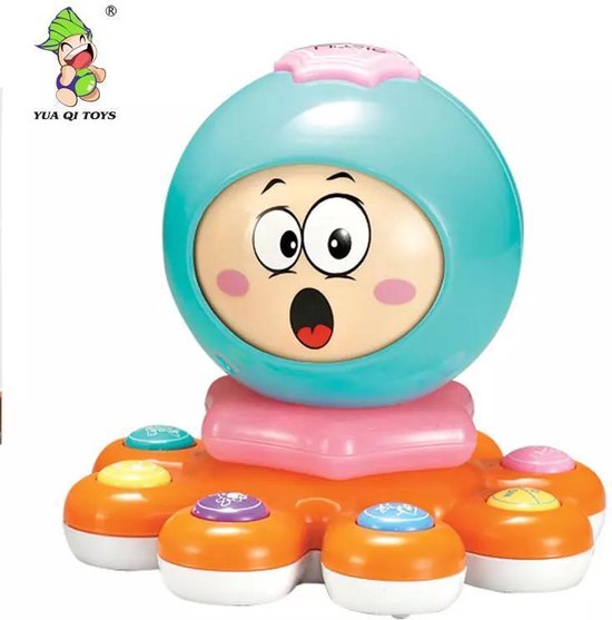 kinder piano/ baby speelgoed 0 jaar/ baby foon/ baby telefoon/ Interactief speelgoed/ magische verandering gezicht octopus elektronisch orgel geluid en licht/ Oranje en Groen