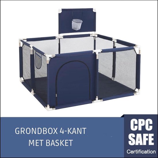 Speelbox Baby Blauw Vierkant - Kinderbox - Playpen - Grondbox - Kruipbox - Kinderen - Peuter - Kleuter - Camping - Kamperen