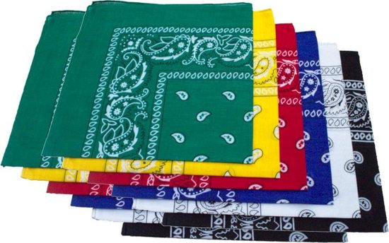 Paisley Bandana's 12 stuks - 2x 6 kleuren - Paisley Boeren Zakdoek Sport Accessoires Mondkapje - Bandana 6 kleuren Pakket