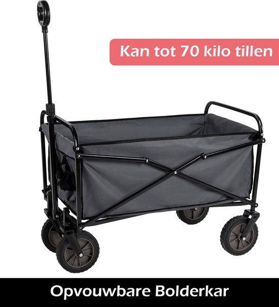 Bolderkar | Opvouwbaar | Bolderwagen |Tuinkar | Bolderkarren | Opslagkar | Kinderwagen| Kinderen | Baby | Baby's | Grijs | Camping | Strand | Bossen