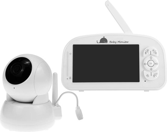 Blossombel Baby Monitor Pro. - Babyfoon met Camera - 5" Full HD Geluidsdetectie - Nachtvisie - Terugspreekfunctie-Wit