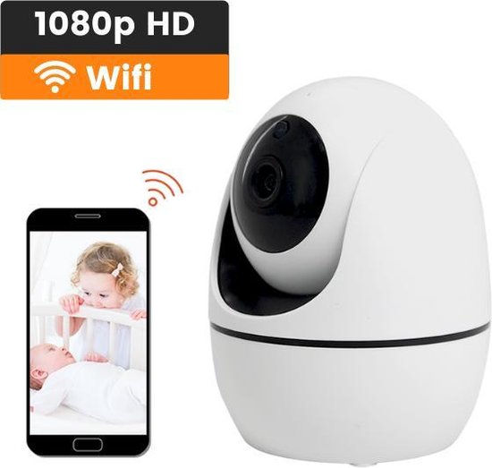 Full HD Wifi Babyfoon met Camera – En App - Camera Beveiliging – Wifi Camera – Geluid en Bewegingsdetectie - Automatisch Volgen - 1080p – Babyfoon – 4g/5g – Wit