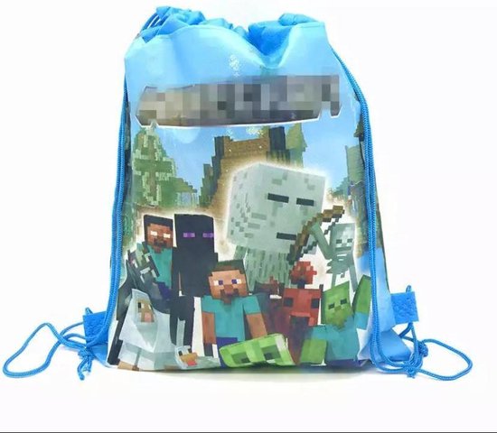 Minecraft  rugtas - tas - rugzak - gymtas - kinderrugzak - 35cm x 28cm - Lego - Blauw - Minecraft - rugzak - Minecraft trekkoord rugtas - Minecraft gymtas