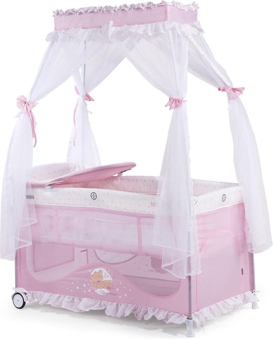 Campingbedje Sahara roze peony, geschikt voor newborns 0+