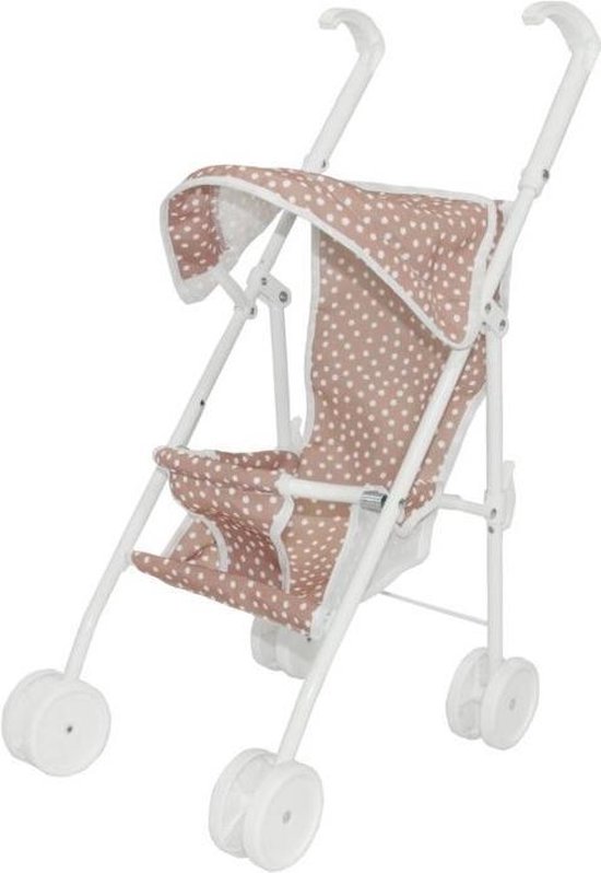 Speelgoed Poppenbuggy Poppenwagen Pink Dots - Roze - Vanaf 3 jaar