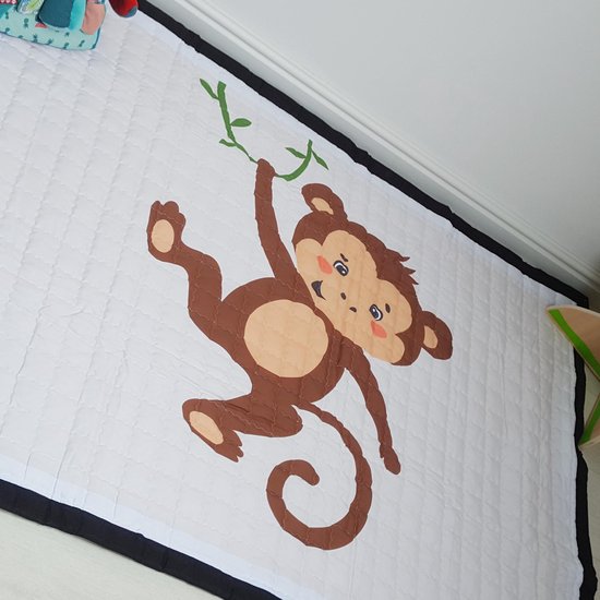 Speelkleed slingerend aapje 150 x 100 - LiefBoefje - Groot Speelkleed Baby - Speelmat Kinderen - Babymat XL - Kindervloerkleed - Kraamcadeau - Speelkleed Kinderen - 50+ design speelkleden