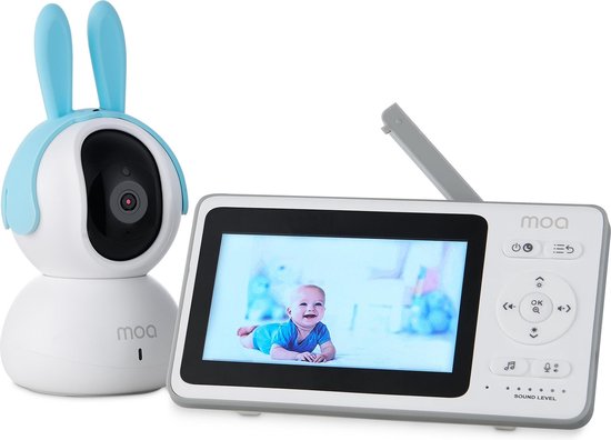 MOA Babyfoon met camera - Babycam - Premium babymonitor - Nachtzicht - Temperatuurweergave - Terugspreekfunctie - Slaapliedjes - 360 graden - Groot bereik -  BC1W