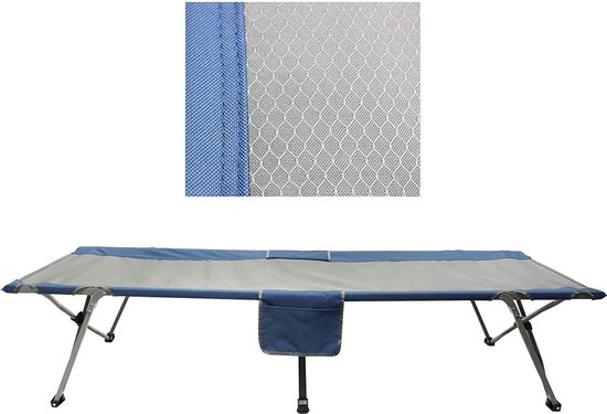 campingbedje -homecall opvouwbare kampeerbed met zijvak - (grijs / blauw) - (WK 02123)