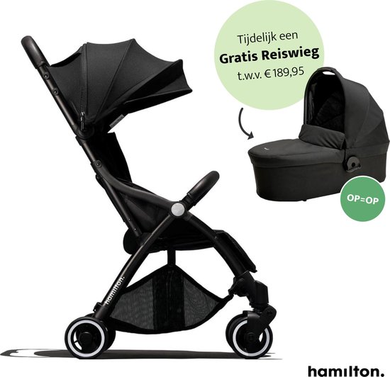 Hamilton One Sport R1 Stroller – 2 in 1 Kinderwagen - Magicfold™ technologie – Buggy – Anthracite + monteerbare Hamilton Essential Black Reiswieg t.w.v. €189,95