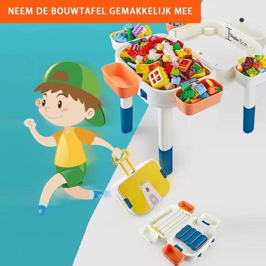Kinder Blokkentafel | Bouwtafel 7 in 1 | INCL. GRATIS Bouwstenen | Kindertafel | Water Speeltafel | Activiteitentafel Tekentafel | Bouwtafel compatibel met LEGO (DUPLO)