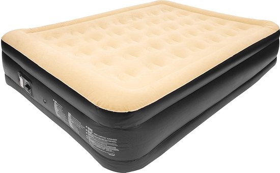 ZOVAIO luchtmatras- 24042 -  Beige & Zwart- tweepersoons luchtbed  - Opblaasbare luchtbedden-203cmx157cmx47cm-met ingebouwde elektrische pomp