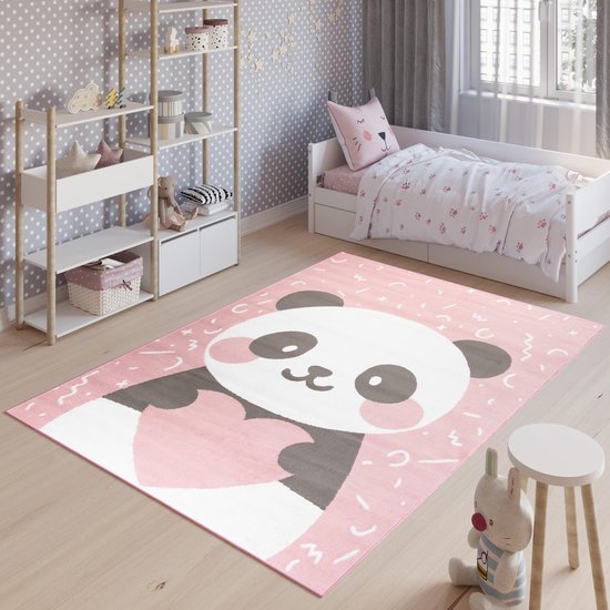 Tapiso Jolly Vloerkleed Speelkleed Woonkamer Slaapkamer Kinderkamer Babykamer Panda Roze Design Interieur Hoogwaardig Kindertapijt Maat -  160x220