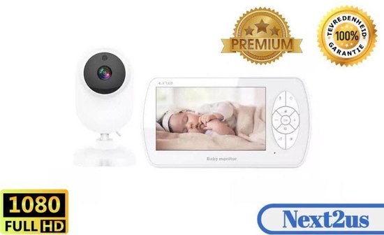 Next2Us – 1080P Full HD - Babyfoon Met Camera bestverkocht – 4.3 inch Baby Monitor - Babyphone