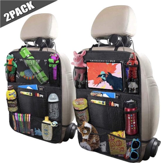 Autostoel Organizer Met Tablet Houder - Auto Vakantie - Bekerhouder Auto - Vakantie Kinderen - 2 Stuks