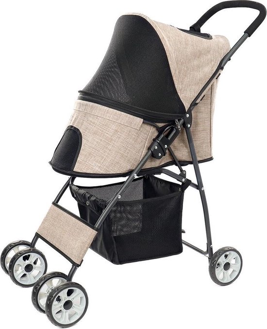 Inklapbare Hondenbuggy/Hondenkar - All Terrain - Waterdicht - Geschikt voor Kleine, Middelgrote en Grote Hond - Huisdieren Buggy - Beige 12,5 KG