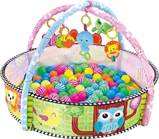 Buxibo - Baby Gym Ballenbak inclusief 30 Ballen - Activity Centre voor Baby/Peuter - Speelkleed/Ballenbak inclusief Opbergzak voor de ballen - 90x65 cm