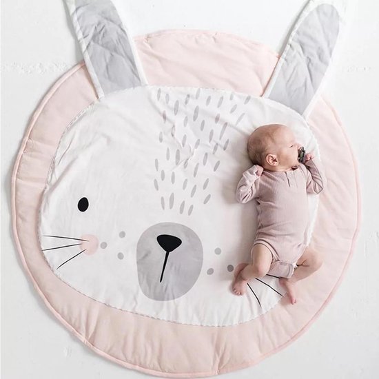 Buxibo Baby Kruipmat - Speelkleed – Speelmat Babykamer – Kraamcadeau Meisje – Zacht Kruipkleed - Diameter 84cm – Wasbaar