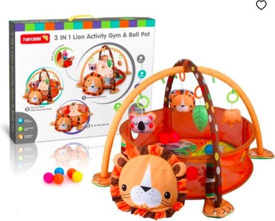 MIRO Babygym Leeuw 3 In 1 Baby Speelmat + Ballenbak 0 Tot 2 Jaar Fairchild